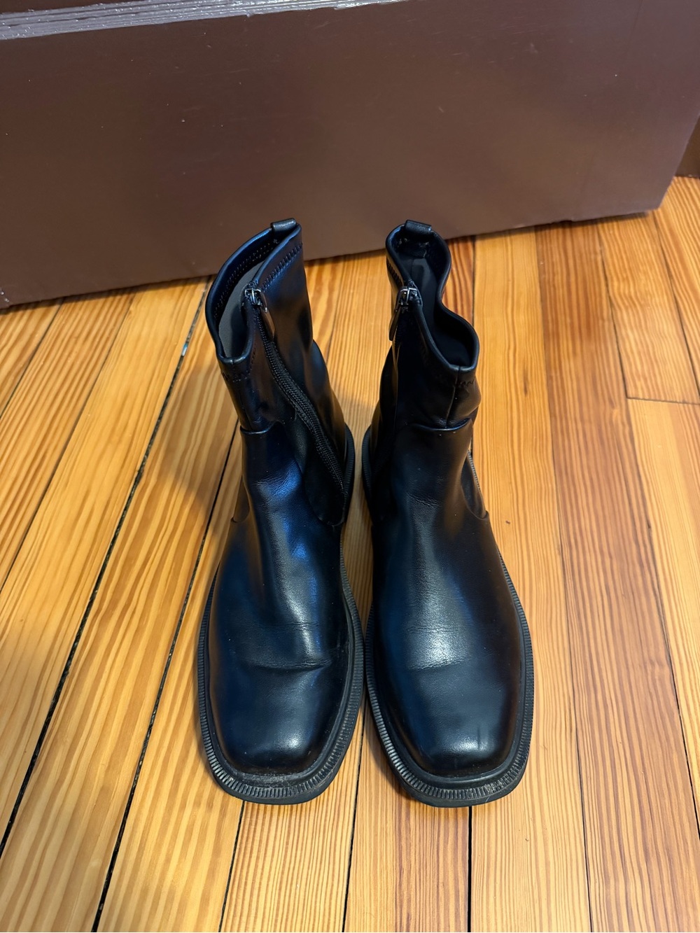 Franco Sarto Black Leather Zip Ankle Boots